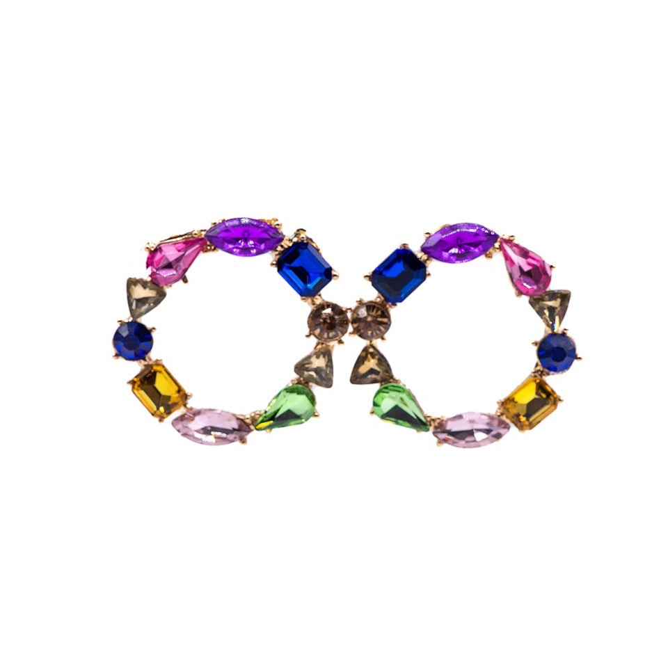 Round Multi Color Glass Earrings